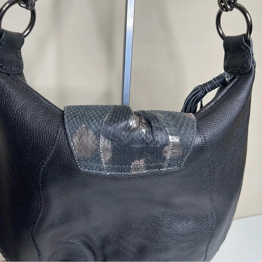 CHI Designed by Falchi Snakeskin & Pebble Leather Shoulder Bag
